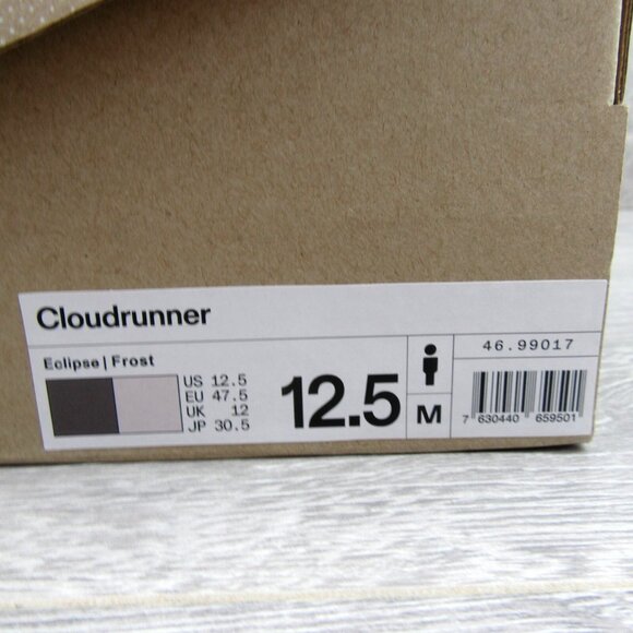 ON Cloudrunner Athletic Running Shoes Mens Size 12.5 Black White NEW #46.99017 - Picture 16 of 16